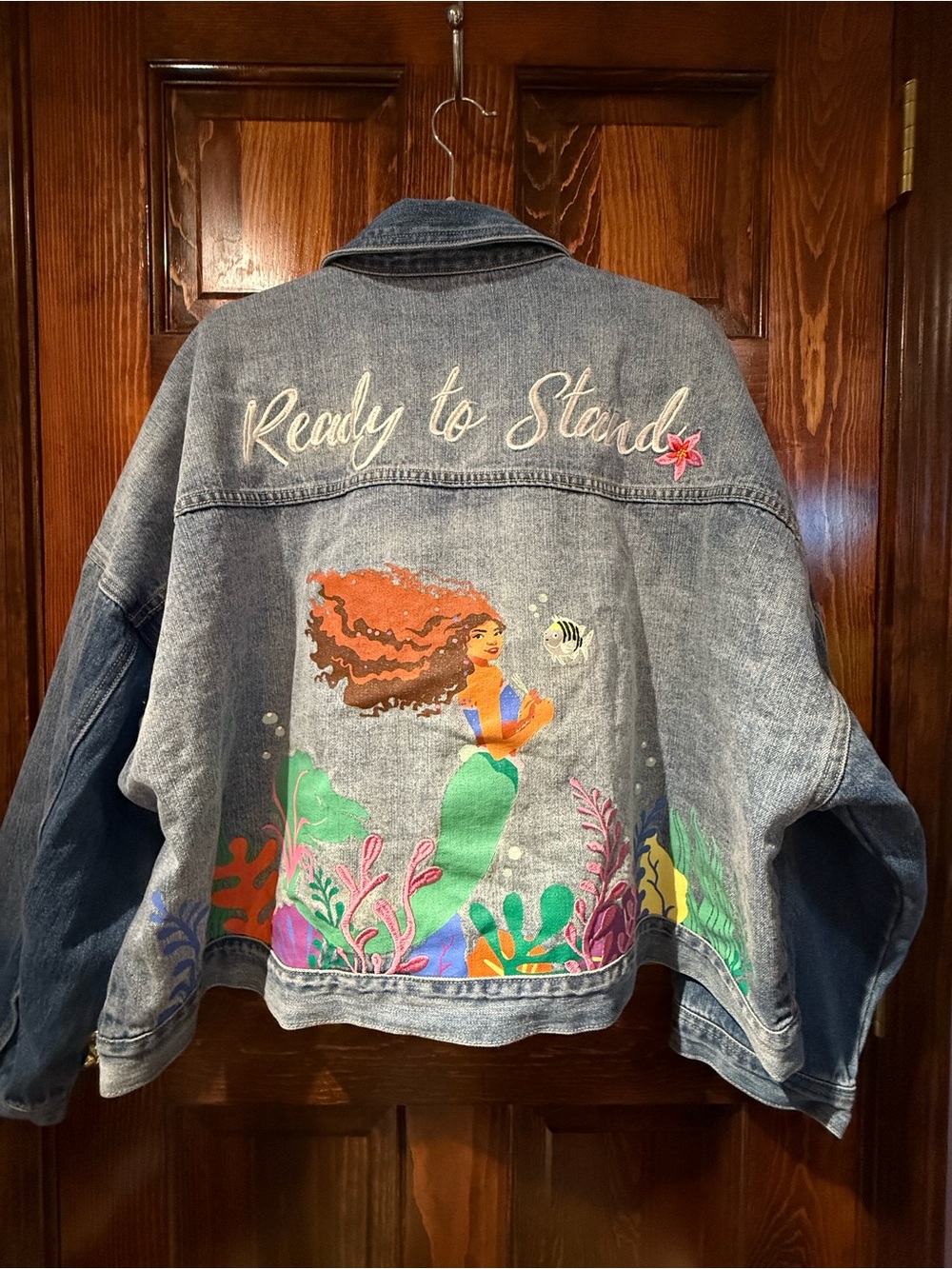 Disney Blue Denim The Little Mermaid Jacket with Bright Underwater Embroidery - Picture 7 of 9